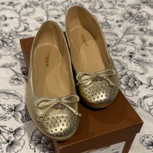 Coach Metallic Platinum Gold Ballet Flats